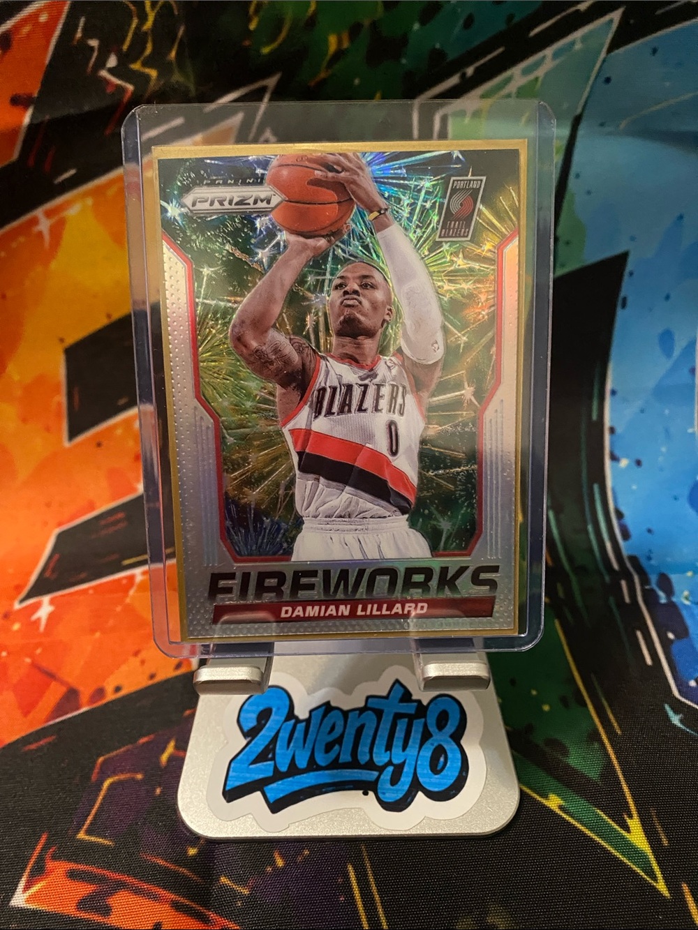 2014-15 Panini Prizm Fireworks Silver Prizm #3 Damian Lillard